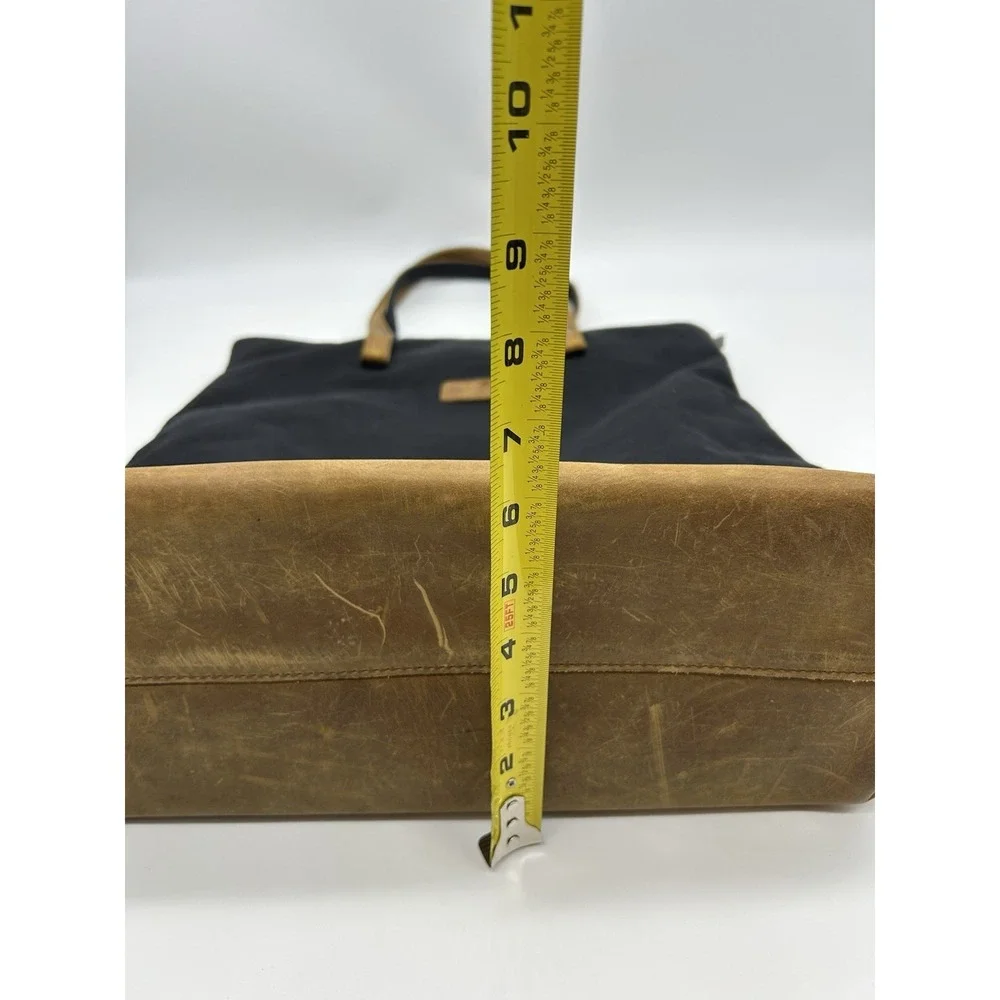 VASCHY Vintage Waxed Canvas Tote Bag Leather Bottom 15.5